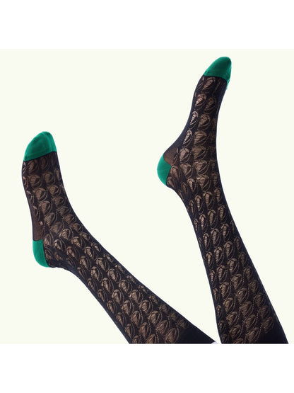 Rufia - Openwork Colorblock Knee-high Socks