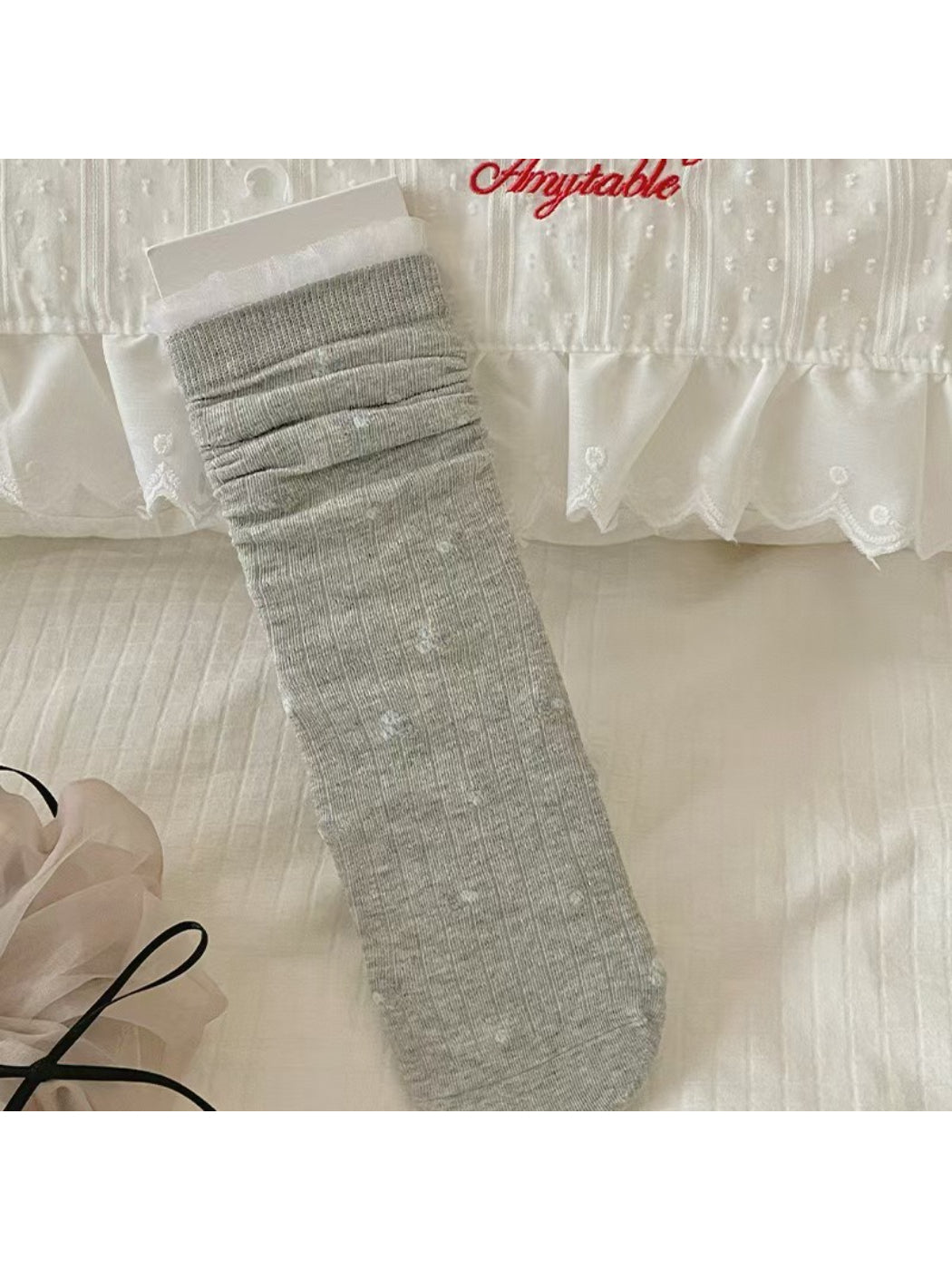 Rufia - Tiny Dot Rib Knit Crew Socks product image 6