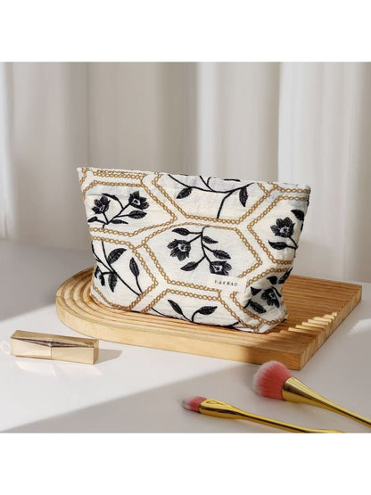 Cosbai - Women's Floral Print Handheld Cosmetic Bag