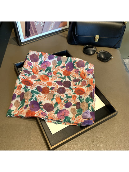 Scarvii - Floral Pattern Elegant Square Scarf