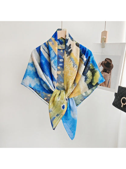 Scarvii Abstract Watercolor Dot Wash Square Scarf