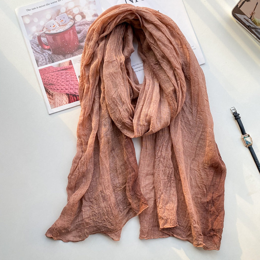 Scarvii - Gradient Color Lightweight Ruched Scarf