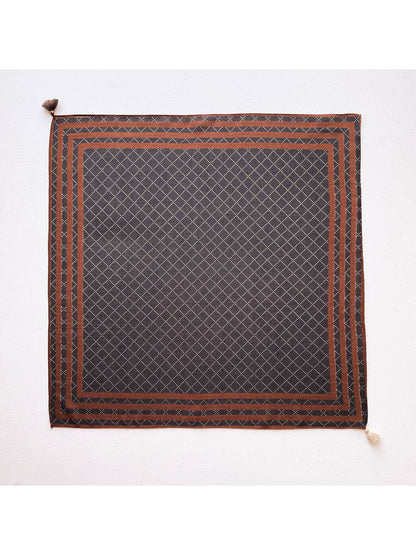 Scarvii - Retro Dot Diamond Grid Pattern Square Scarf