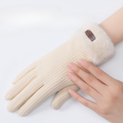 Gloving Winter Warm Waffle Knit Gloves color options including White, Black, Brown