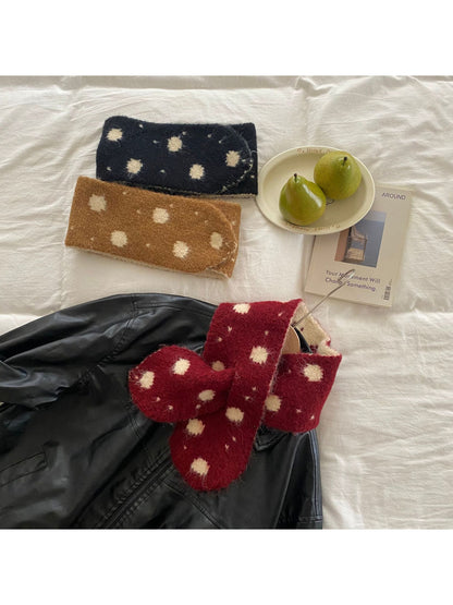 Scarvii - Polka Dot Rounded End Knit Scarf