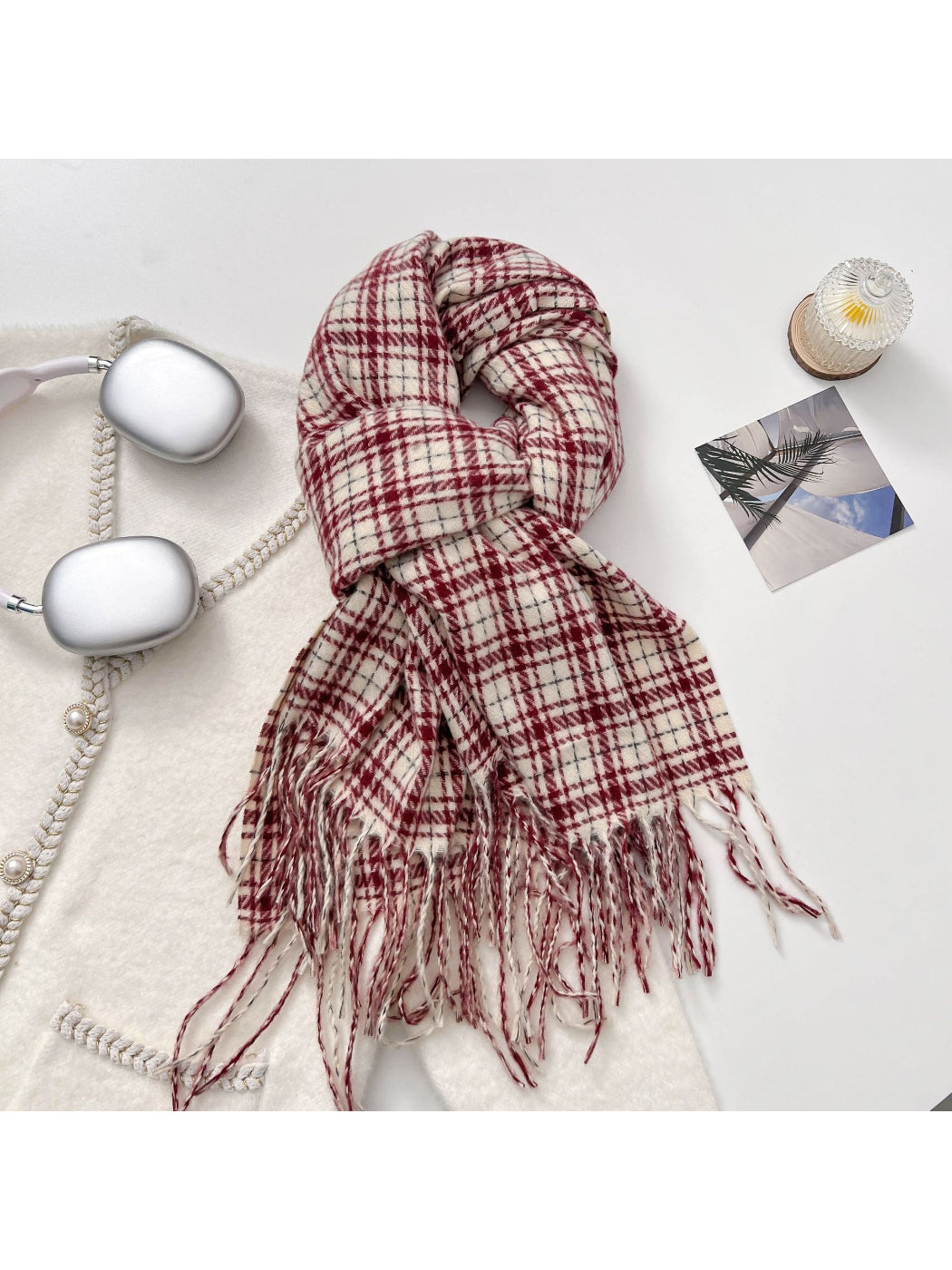 Scarvii - Cozy Plaid Fringe Warm Scarf