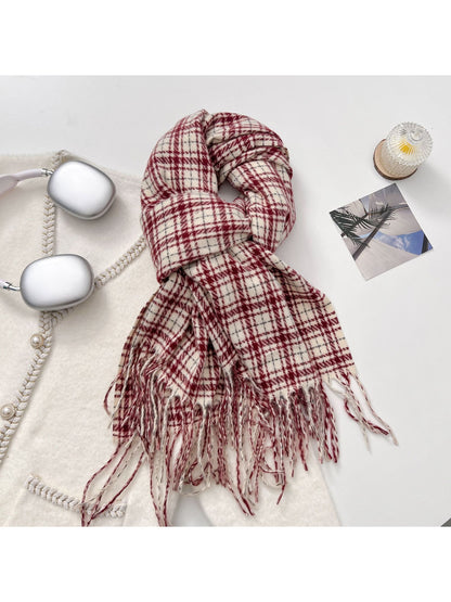 Scarvii - Cozy Plaid Fringe Warm Scarf