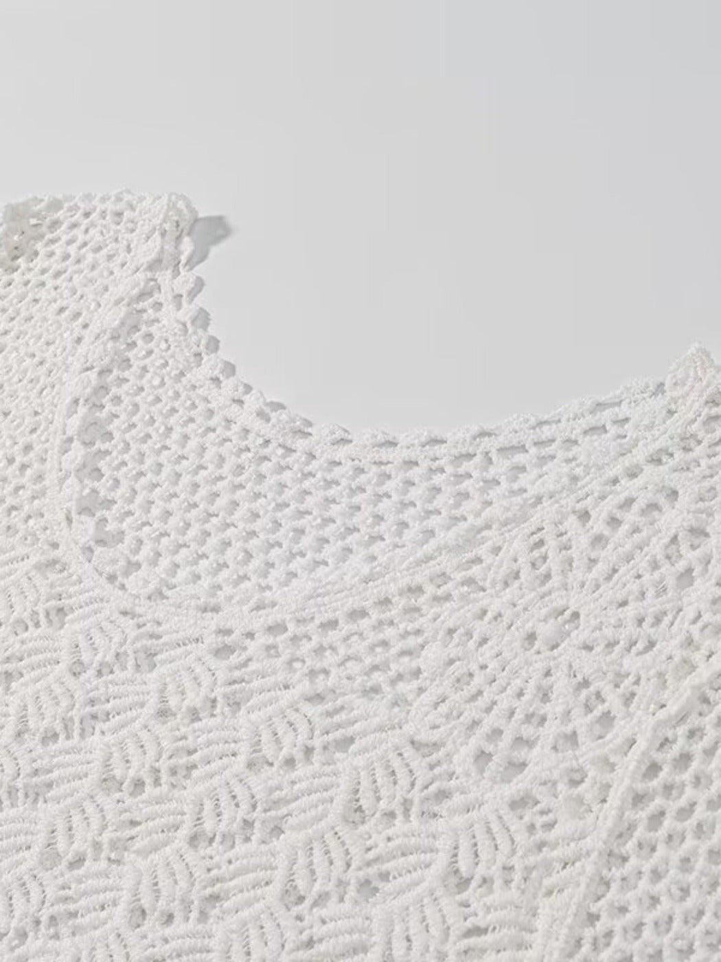 Crosa - Hollow Knitted Round Neck Long-Sleeve Top Sweater