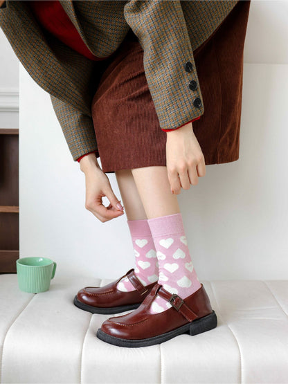 Rufia - Graphic Heart Pattern Crew Socks