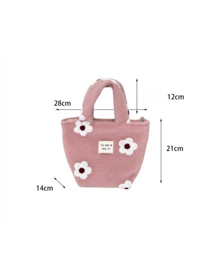 Cosbai - Mini Plush Flower Tote Bag