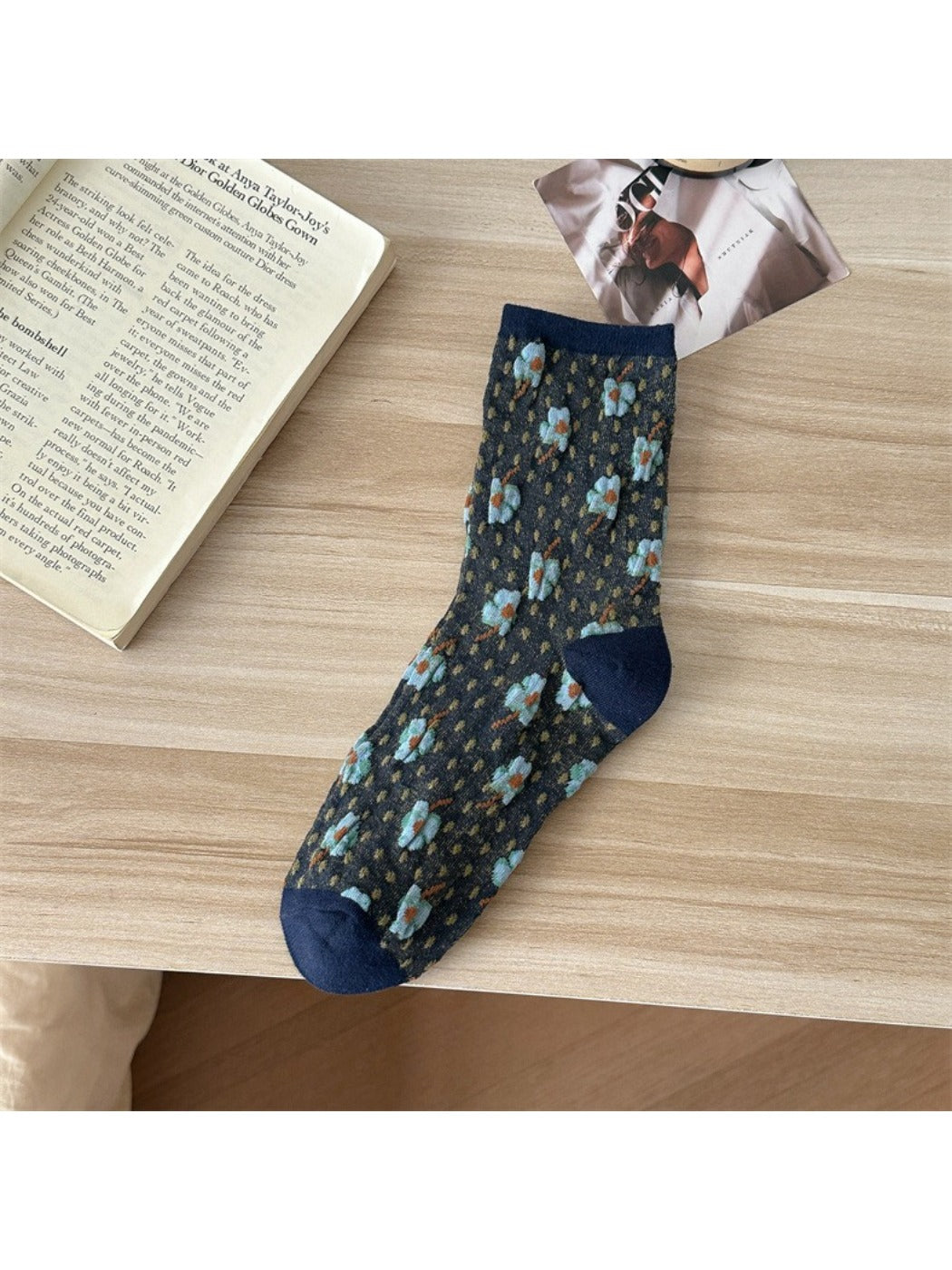 Rufia - Dotted Garden Floral Crew Socks