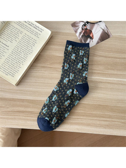 Rufia - Dotted Garden Floral Crew Socks