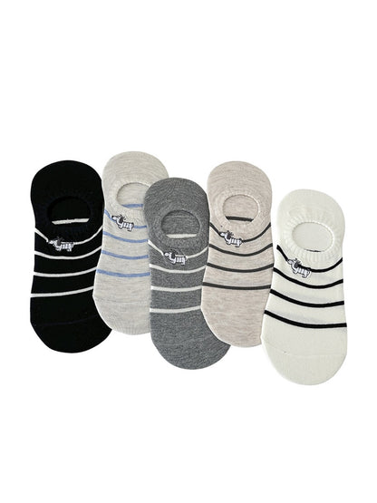 Rufia - Striped Dog Embroidery No Show Socks