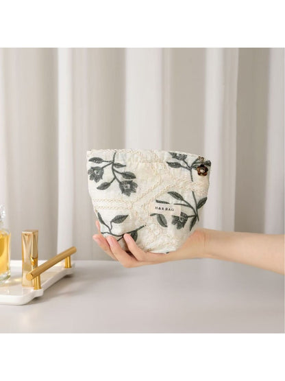 Cosbai - Floral Cosmetic Bag Handheld Storage Bag