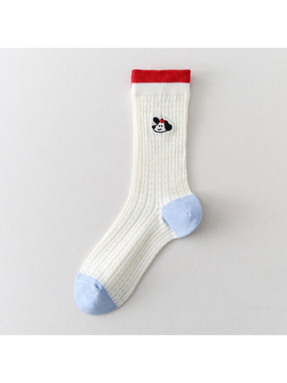 Rufia - Retro Red Accent Crew Socks