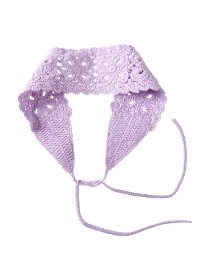 Scarvii crochet lace knit headband in natural light showing knit texture