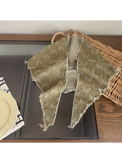 Flat lay of Scarvii frayed floral bandana scarf displaying full floral design and texture