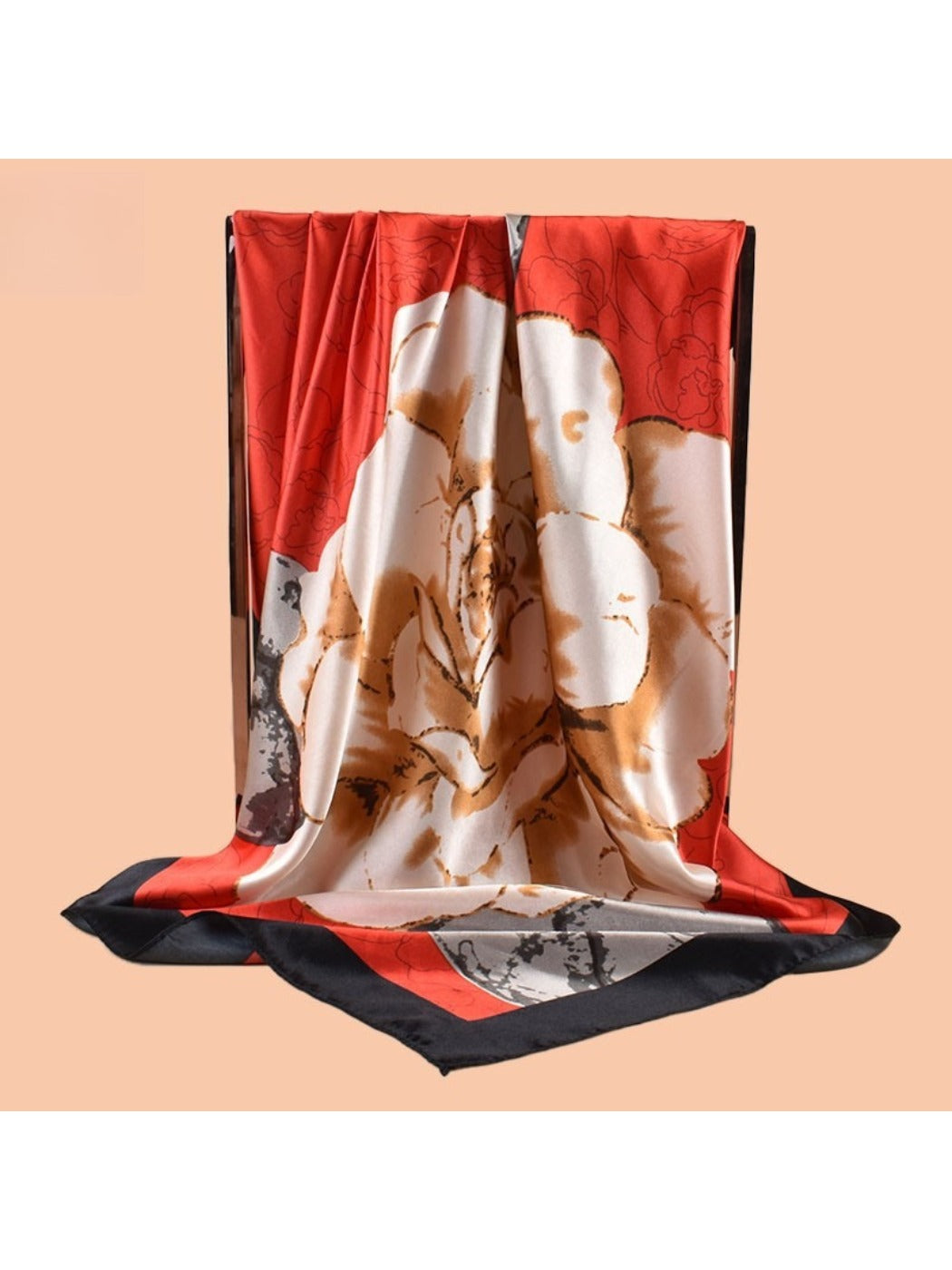 Scarvii - Square Scarf with Elegant Camellia Print