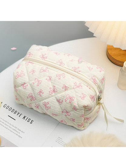 Cosbai - Ribbon Print Cosmetic Pouch