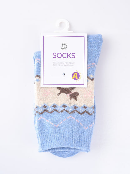 Rufia - Adorable Dog Pattern Thickened Mid-Calf Socks
