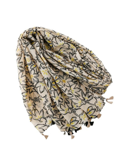 Scarvii - Sketch Floral Print Lightweight Scarf