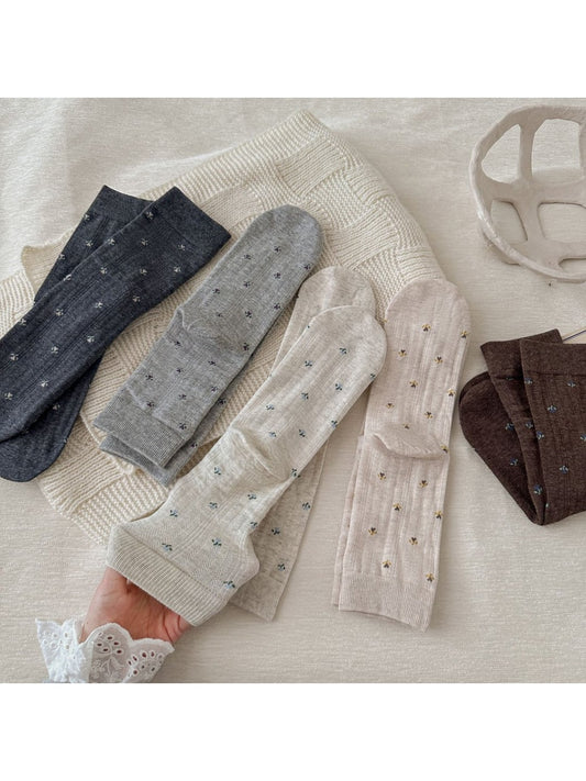 Rufia - Floral Pattern Casual Everyday Crew Socks
