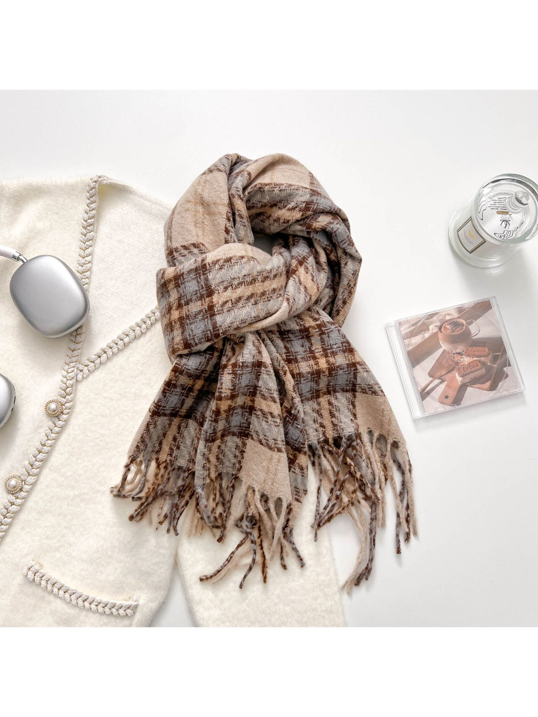 Scarvii - Classic Plaid Fringe Warm Scarf