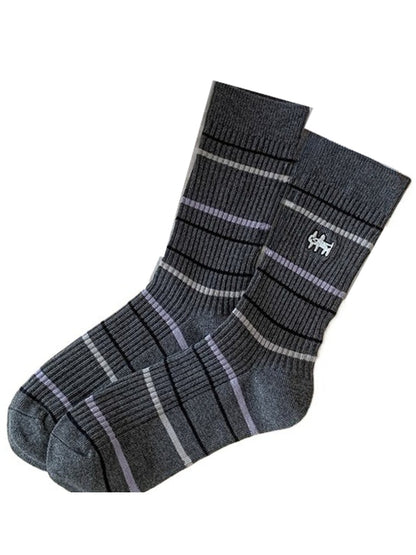 Rufia - Stripe Mid-Calf Capsule Sock with Puppy Patterns