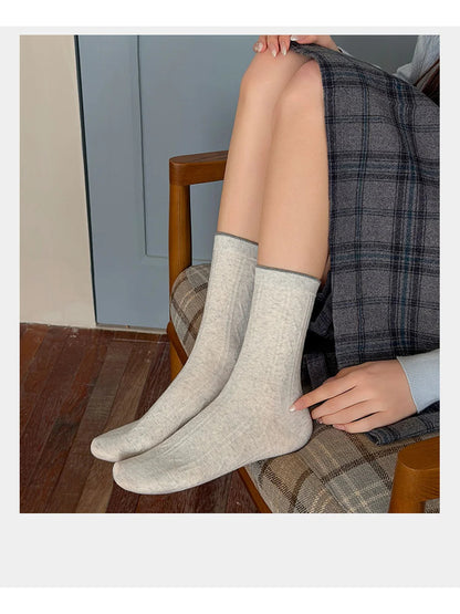 Rufia - Patterned Ribbed Cuff Crew Socks