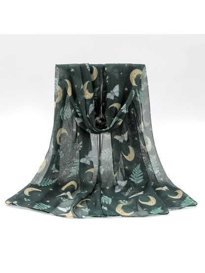 Scarvii - Forest Green Butterfly Moon Print Scarf