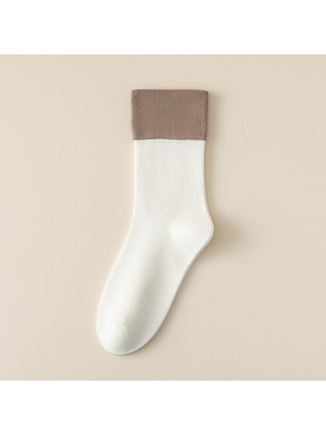 Rufia - Neutral Two-tone Color Block Crew Socks