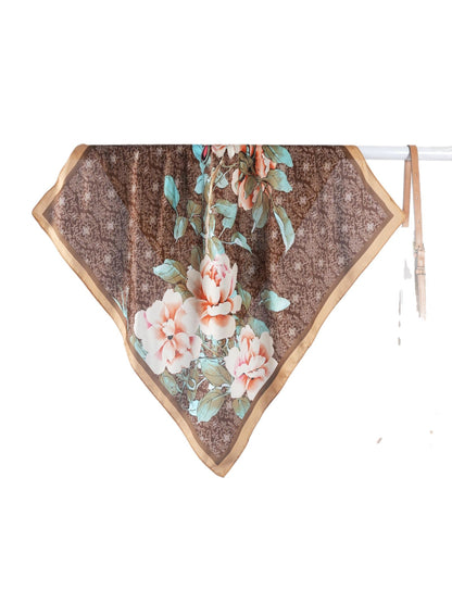 Scarvii - Vintage Blossom Print Square Scarf