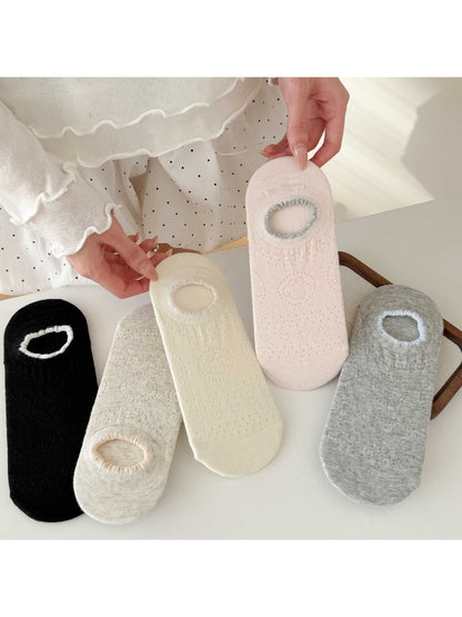 Rufia - Women's Mesh Pattern Detail No Show Socks