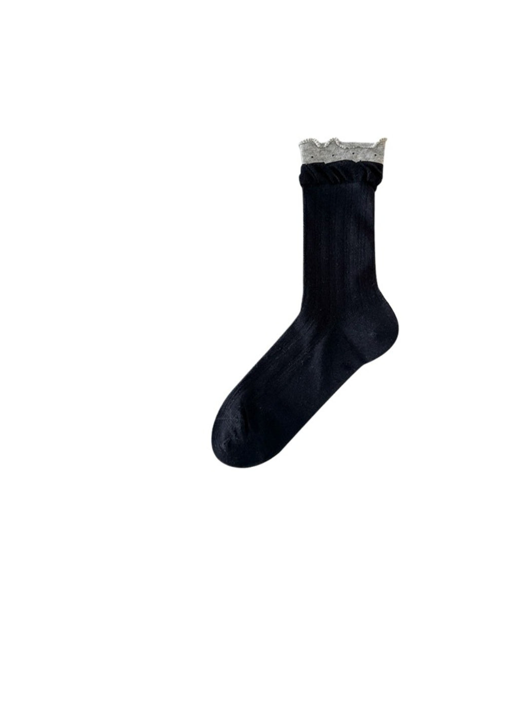 Rufia - Soft Ribbed Lace Cuff Crew Socks product image 6
