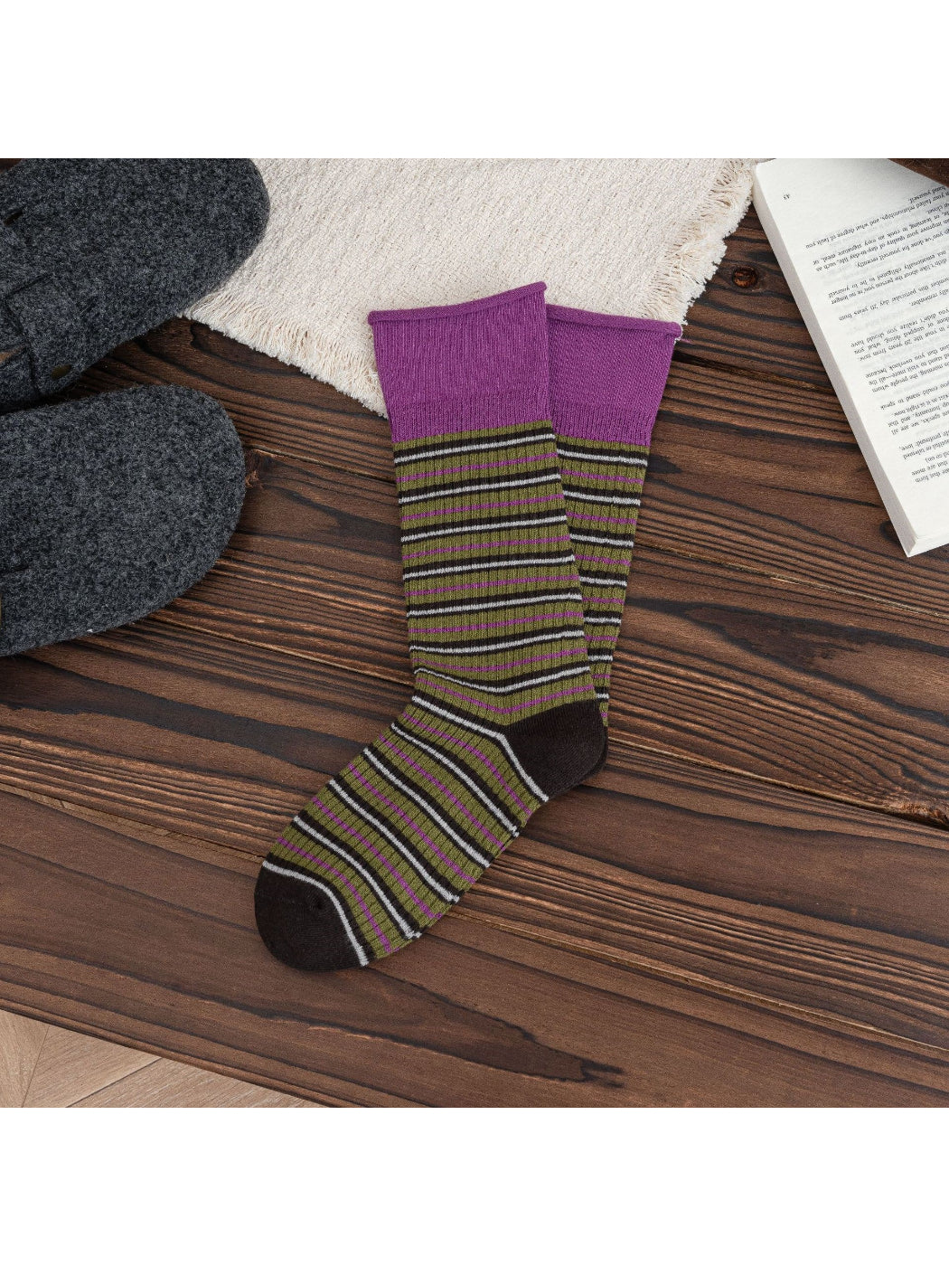 Rufia - Retro Colorblock Stripe Crew Socks