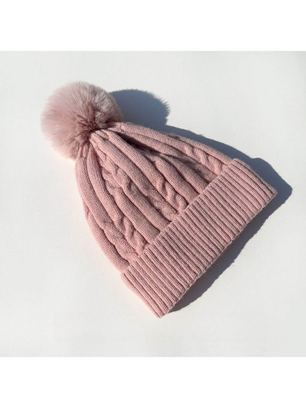 Haila - Women's Cable Knitted Beanie with Pom Pom