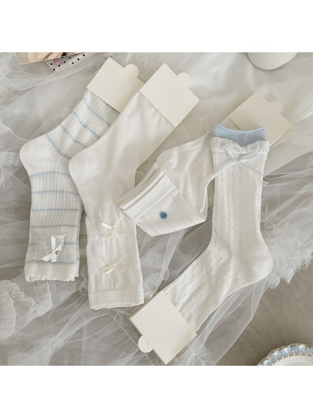 Rufia - Lace Bow Detail Women's Crew Socks for Women