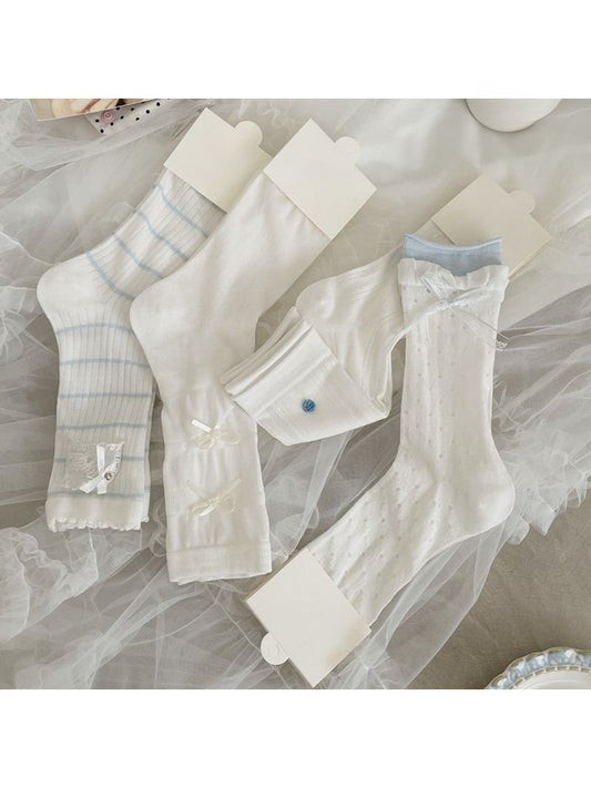 Rufia - Lace Bow Detail Women's Crew Socks for Women