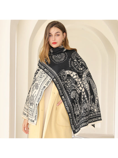 Scarvii - Reversible Graphic Fringe Winter Scarf