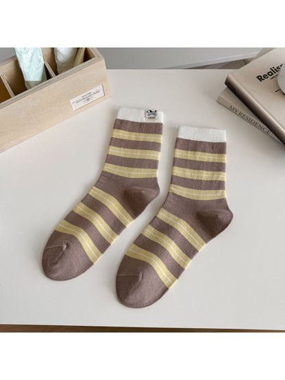 Rufia - Color-Block Striped Casual Women's Crew Socks