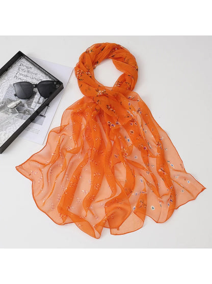Scarvii - Sheer Floral Long Scarf