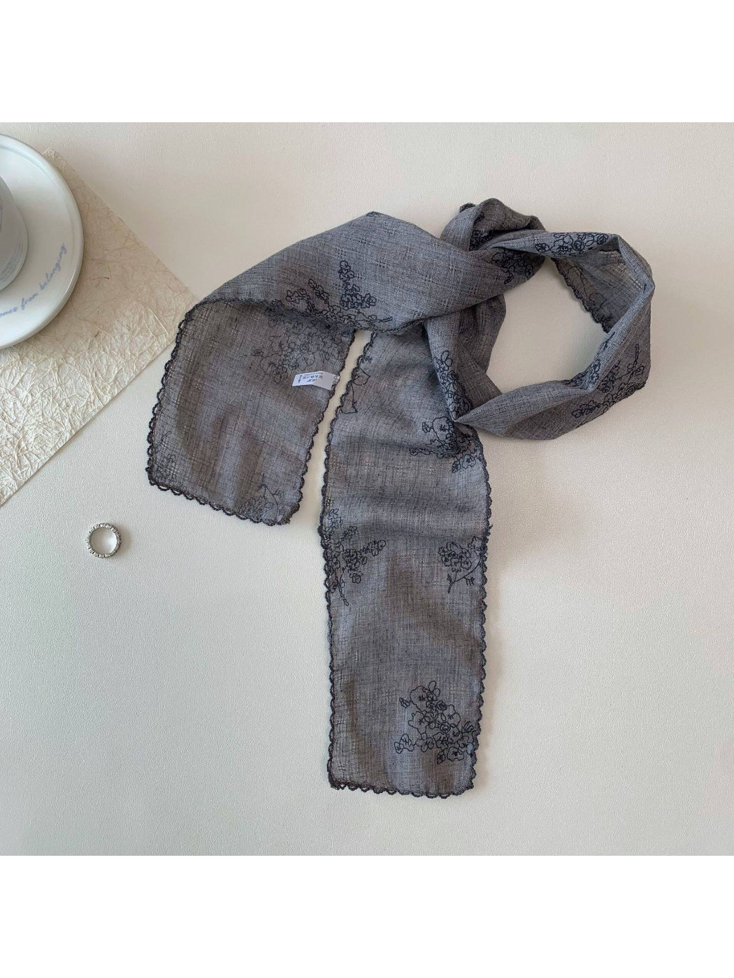 Scarvii Floral Embroidered Skinny Scarf product image