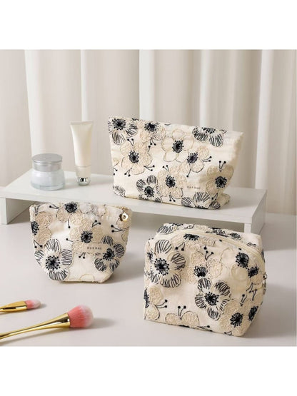 Cosbai - Floral Embroidered Travel Toiletry Bag