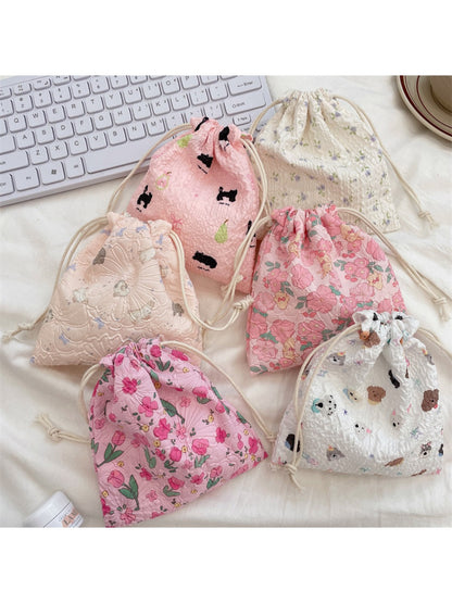 Cosbai cartoon drawstring pouch partially open with visible drawstring cords
