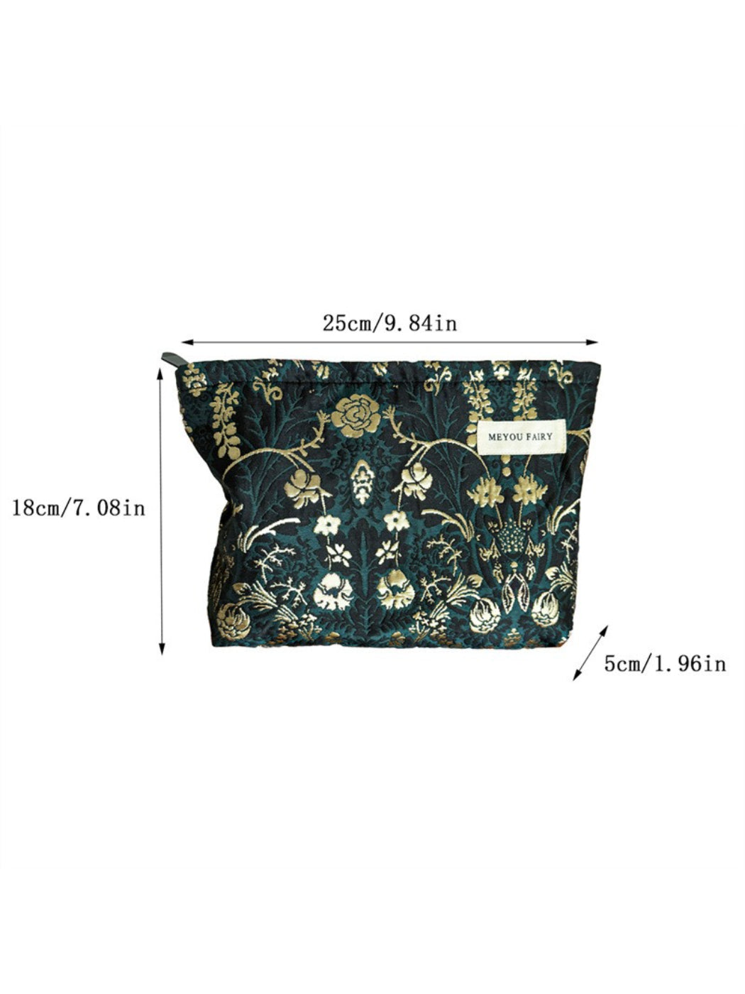 Cosbai dark floral cosmetic bag photographed against a plain background