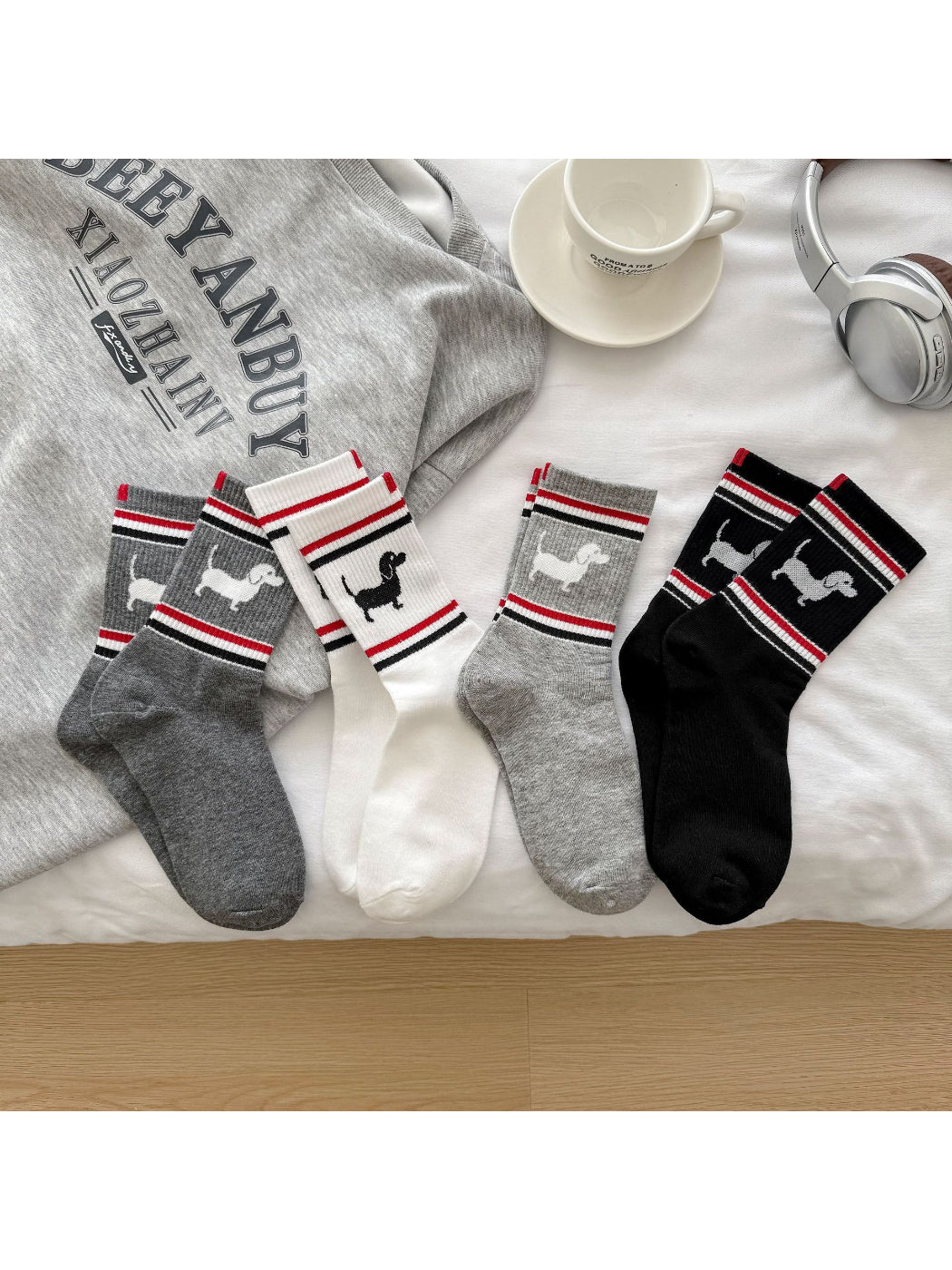 Rufia - Puppy Stripe Crew Socks