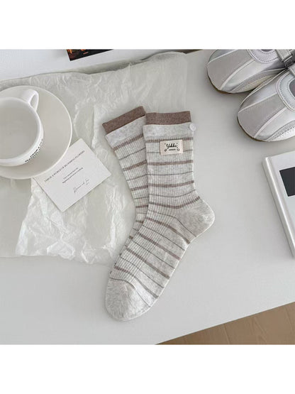 Rufia - Fine Stripe Button Detail Crew Socks product image 5