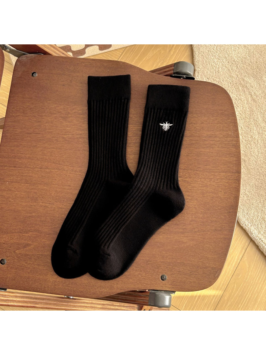 Rufia - Bee Embroidered Ribbed Crew Socks product image 3