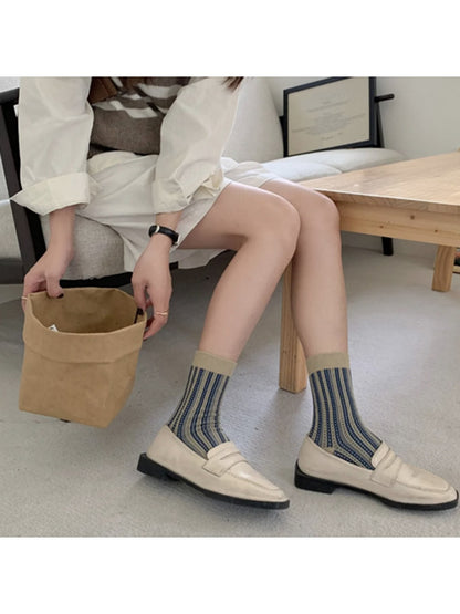 Rufia - Retro Striped Color Block Crew Socks