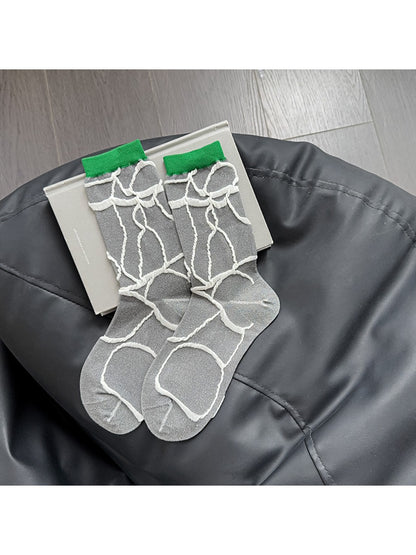 Rufia - Graffiti Embossed Retro Mid-Calf Socks